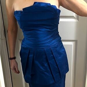 BCBGMaxAzria Strapless Satin Sapphire Dress Sz 6 NWT